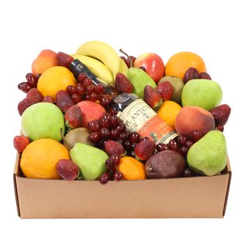 Classic Fruit Hamper with Rum Large Flowers