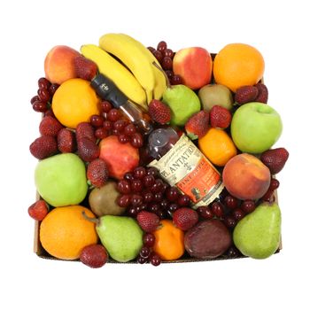 Classic Fruit Hamper with Rum Large Flowers