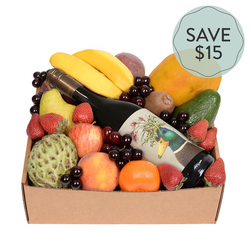 Deluxe Fruit Hamper with Red Wine Special