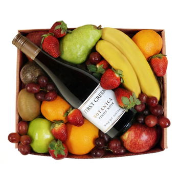 Classic Fruit Hamper with Red Wine Flowers