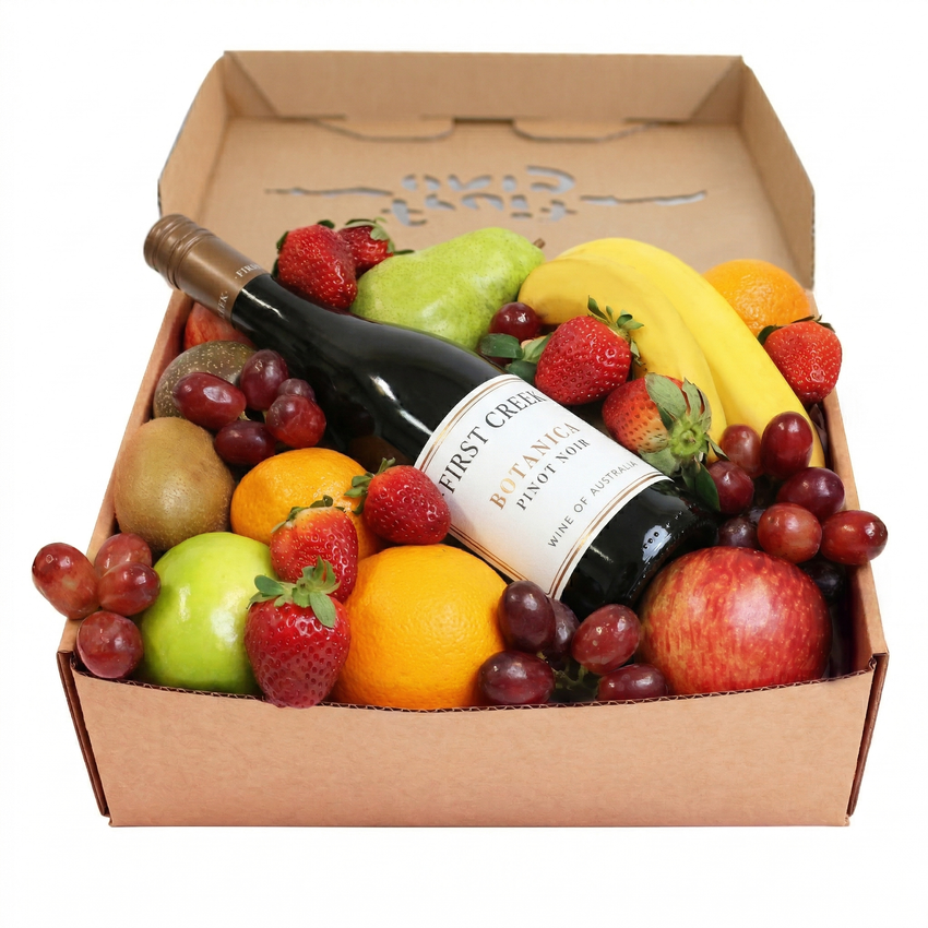 Classic Fruit Hamper with Red Wine