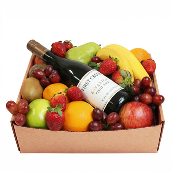 Classic Fruit Hamper with Red Wine Flowers