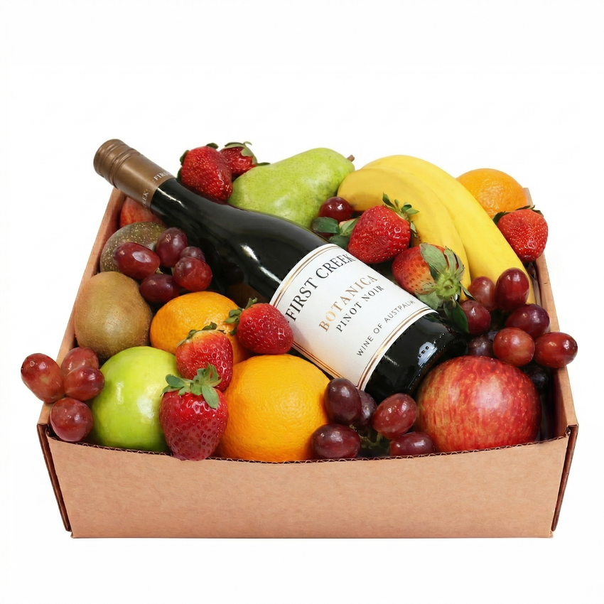 Classic Fruit Hamper with Red Wine