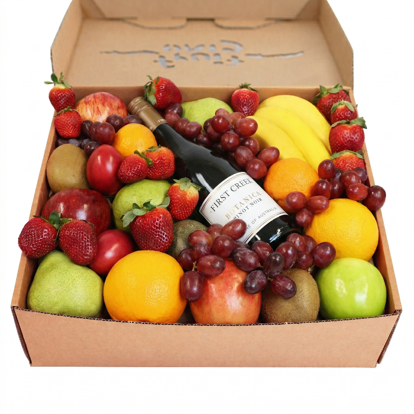 Classic Fruit Hamper with Red Wine Large