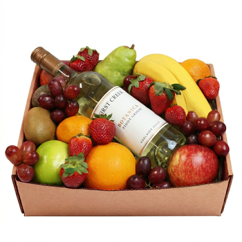 Classic Fruit Hamper with White Wine Flowers