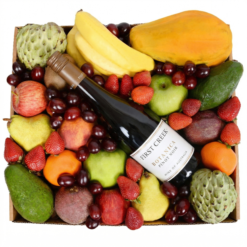 Deluxe Fruit Hamper with Red Wine Large