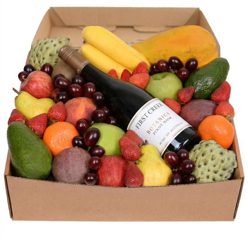 Deluxe Fruit Hamper with Red Wine Large