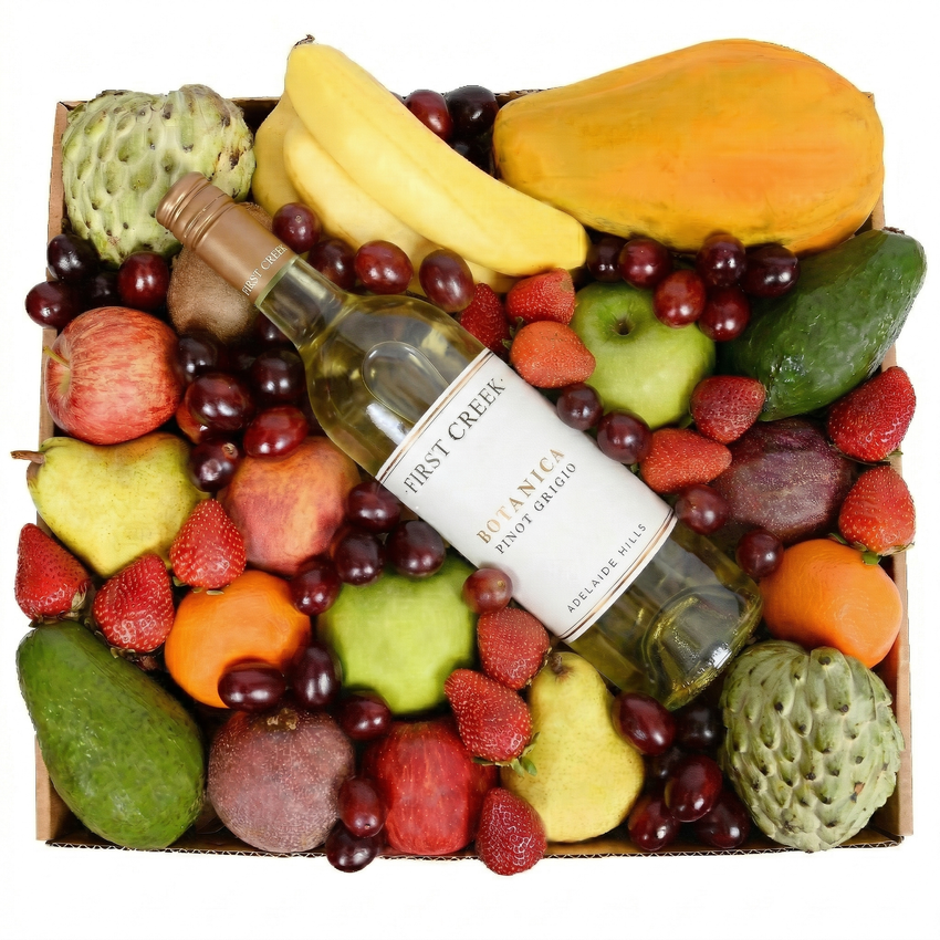 Deluxe Fruit Hamper with White Wine Large
