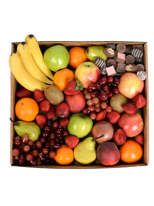 Classic Fruit Hamper with Chocs Large Flowers