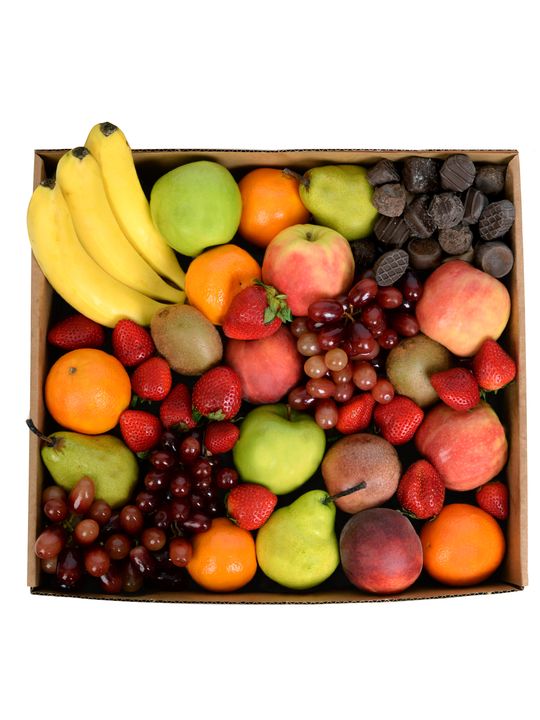 Classic Fruit Hamper with Dark Chocs Large Flowers