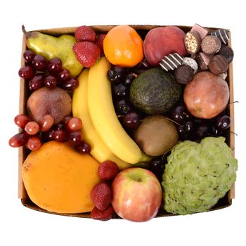 Deluxe Fruit Hamper with Dark Chocs Flowers