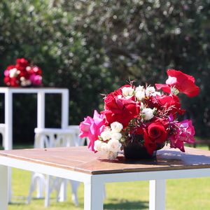 Red Wedding Flowers Table Piece