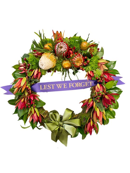 Natural Wreath Large with Ribbon Flowers