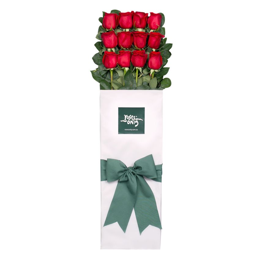 12 Red Roses for Valentine's Day Gift Box with Moet