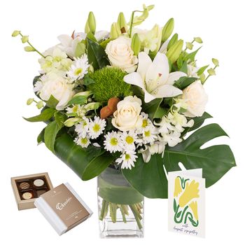 Classic Arrangement in Vase with Card & Chocs Flowers