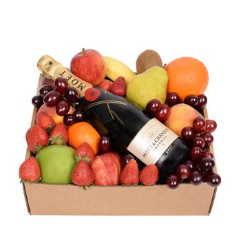 Classic Fruit Hamper with Moet Flowers