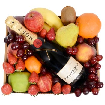 Classic Fruit Hamper with Moet Flowers