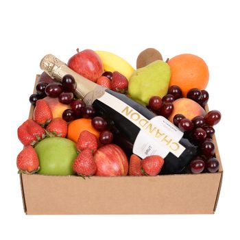 Classic Fruit Hamper with Chandon Flowers