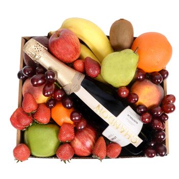 Classic Fruit Hamper with Chandon Flowers