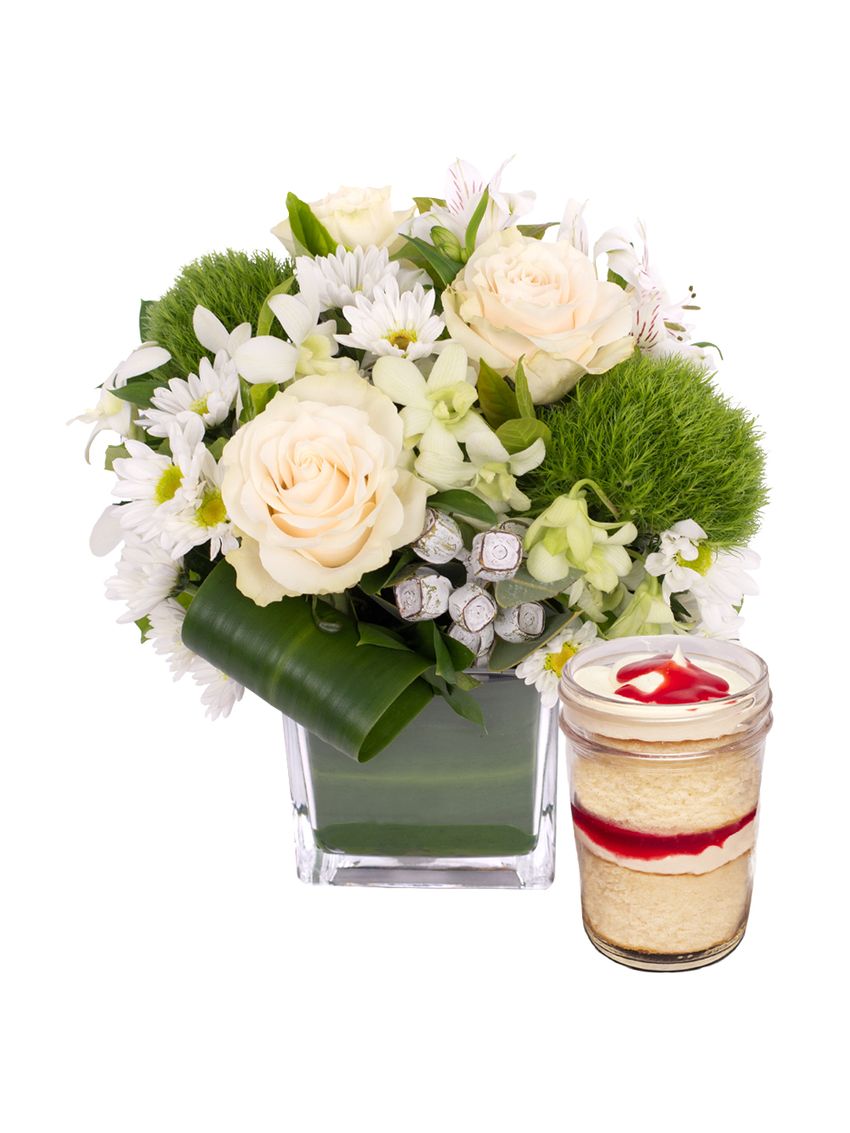 Classic Low Vase Arrangement with Jarcake
