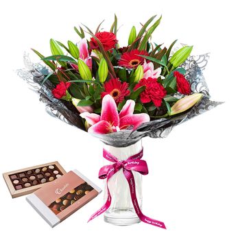 Dazzling in Vase Birthday Bundle Flowers