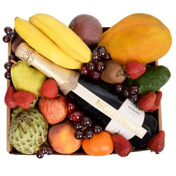 Deluxe Fruit Hamper with Chandon Flowers