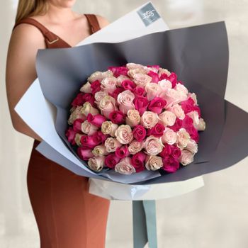 Lucky 99 Roses Bouquet Pink Flowers