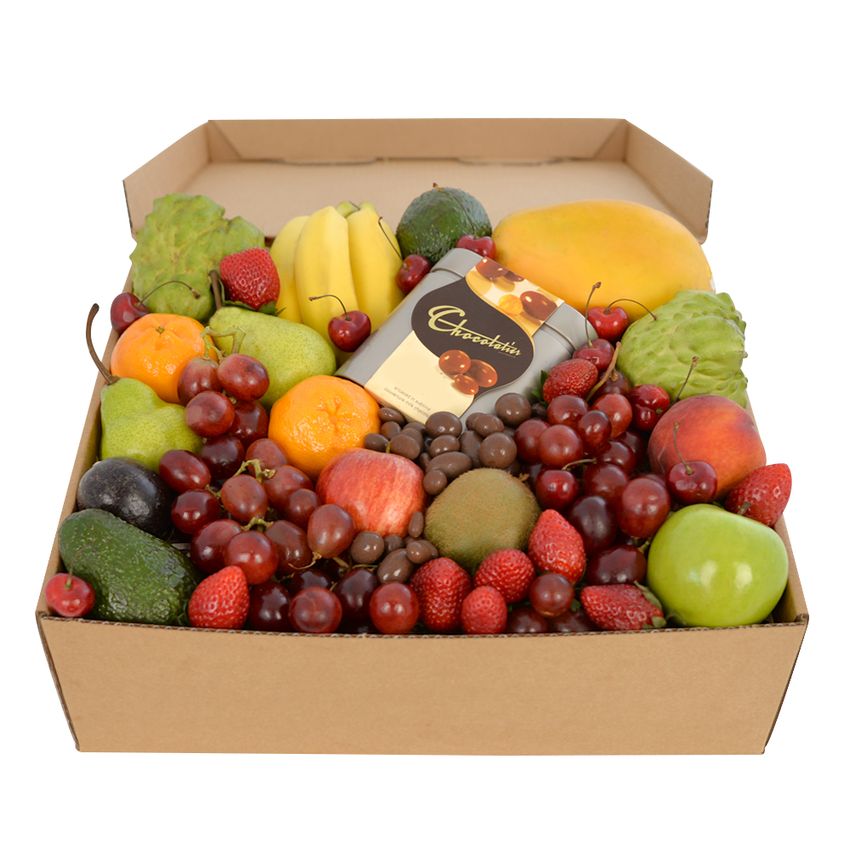 Deluxe Fruit Hamper with Choc Almonds Large