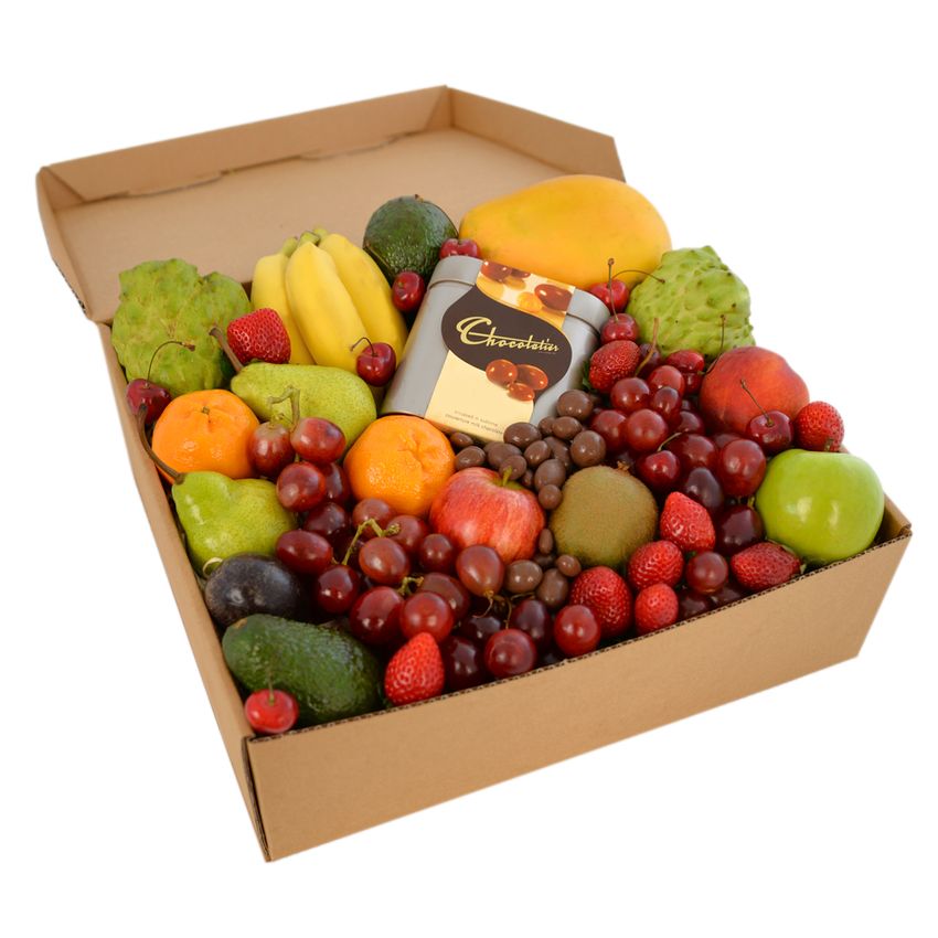 Deluxe Fruit Hamper with Choc Almonds Large