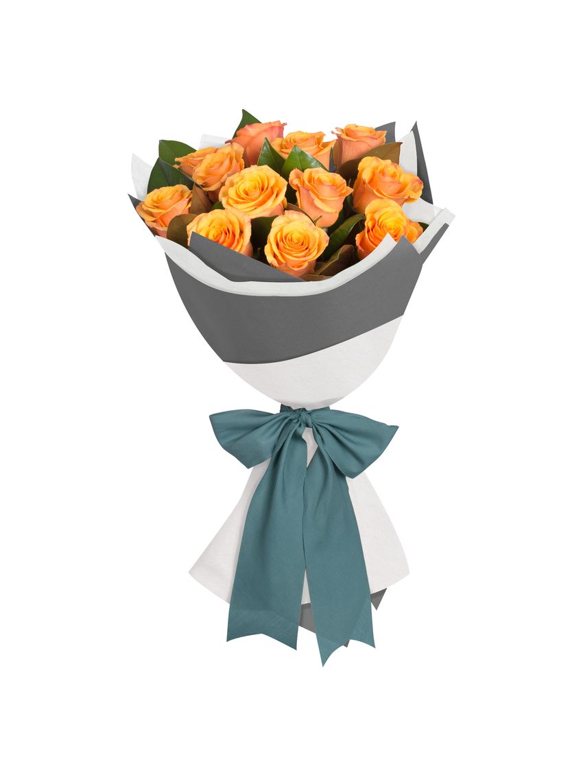 Long Stemmed Rose Bouquet Orange 12