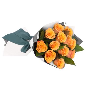 Long Stemmed Rose Bouquet Orange 12 Flowers