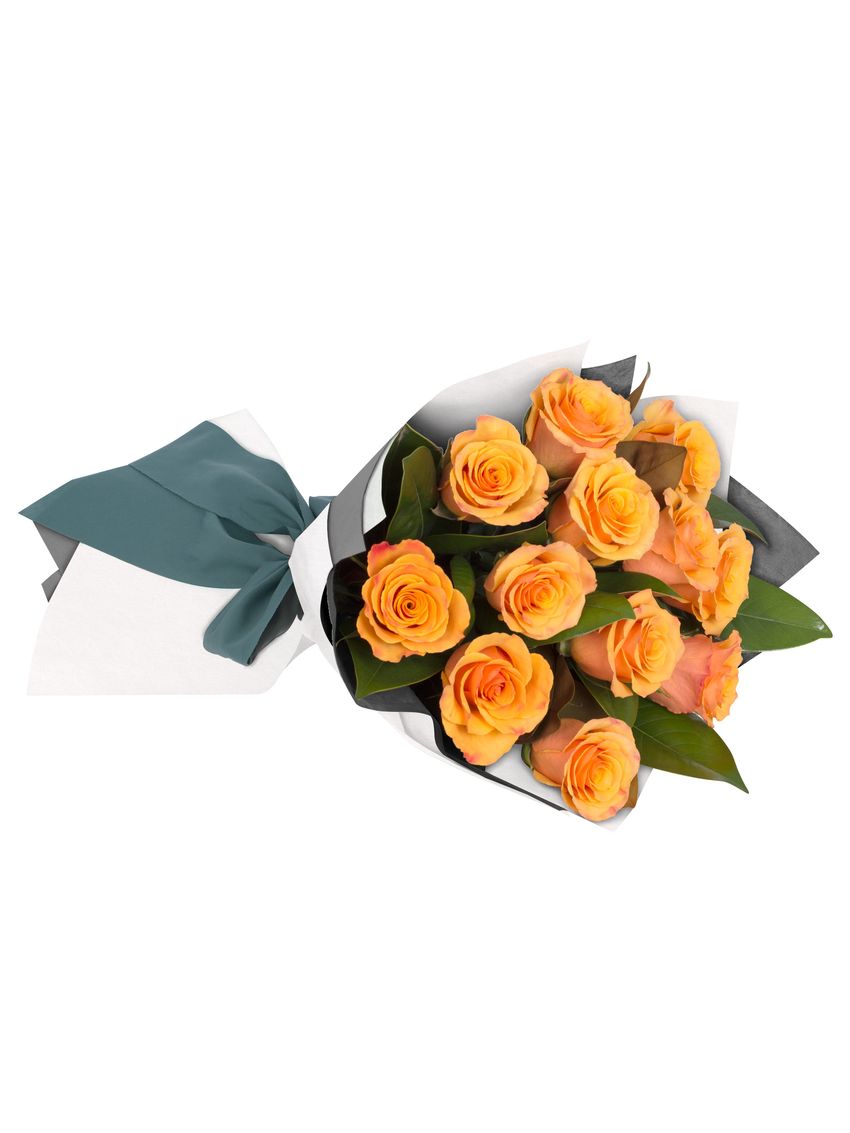 Long Stemmed Rose Bouquet Orange 12