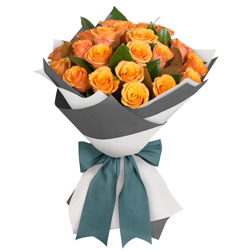 Long Stemmed Rose Bouquet Orange 24