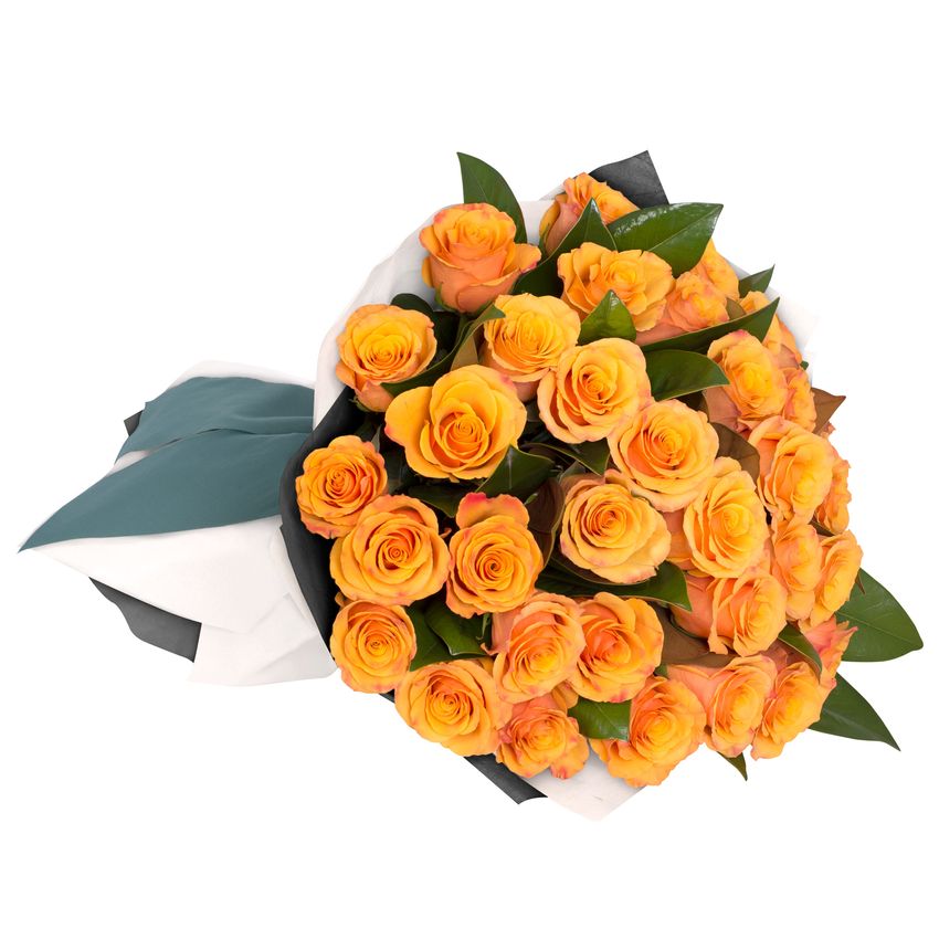 Long Stemmed Rose Bouquet Orange 36