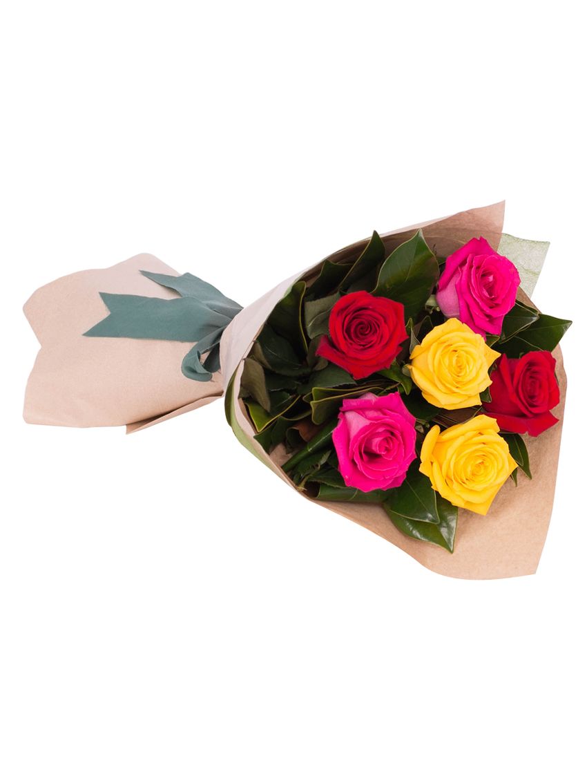 Long Stemmed Bouquet Red Yellow & Pink 6
