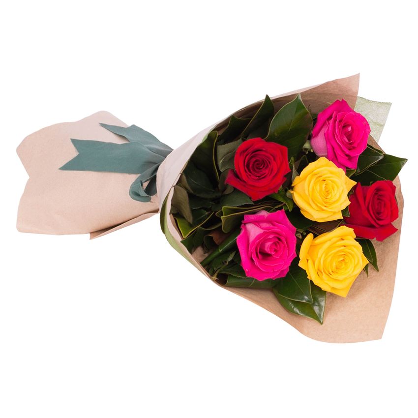 Long Stemmed Bouquet Red Yellow & Pink 6