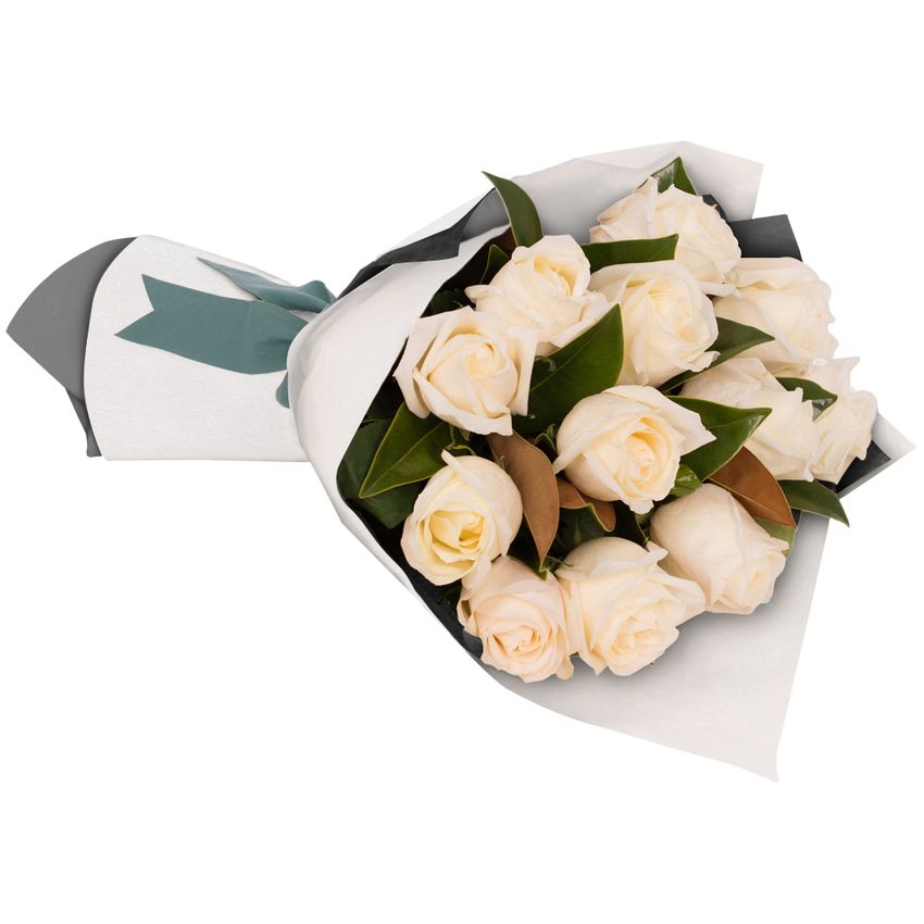 Long Stemmed Rose Bouquet White 12