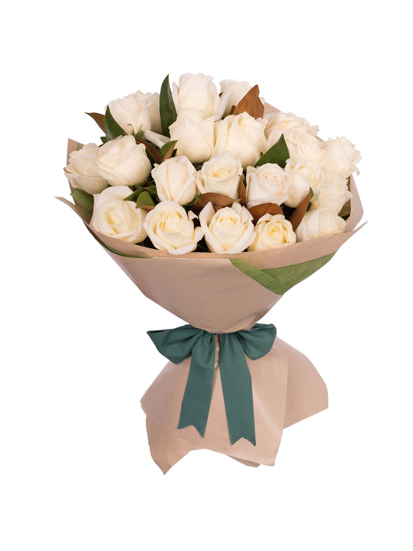 Long Stemmed Rose Bouquet White 24