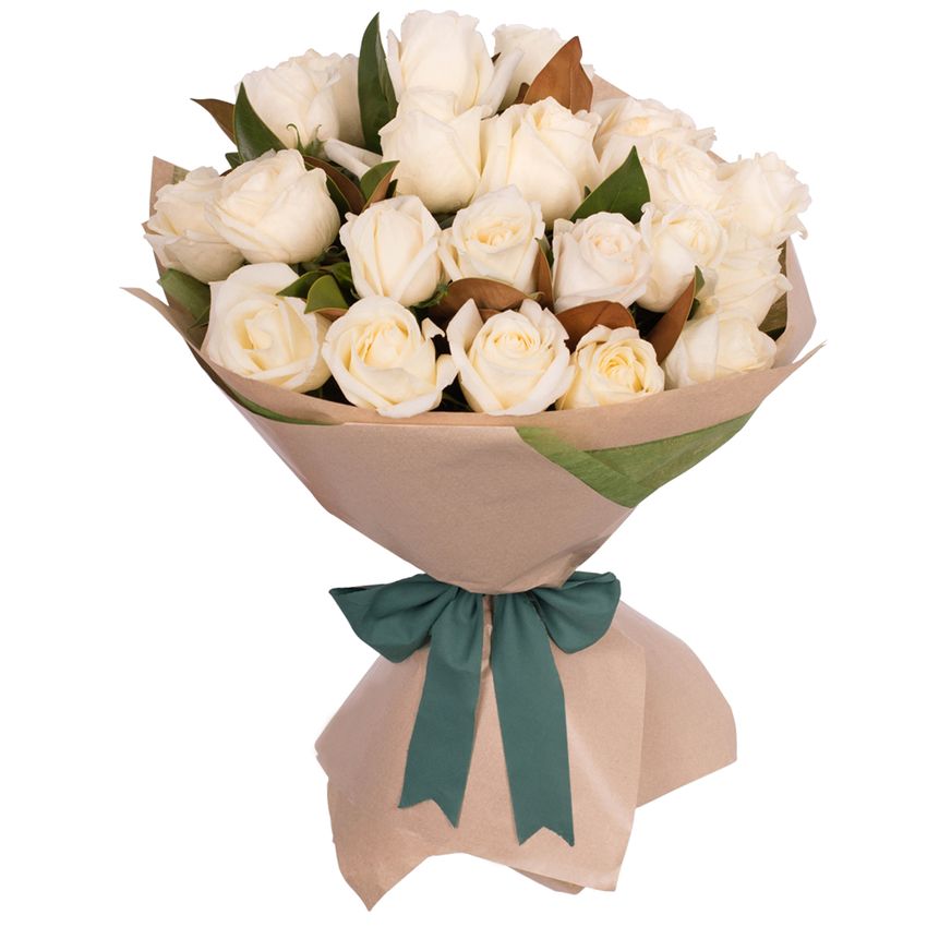 Long Stemmed Rose Bouquet White 24