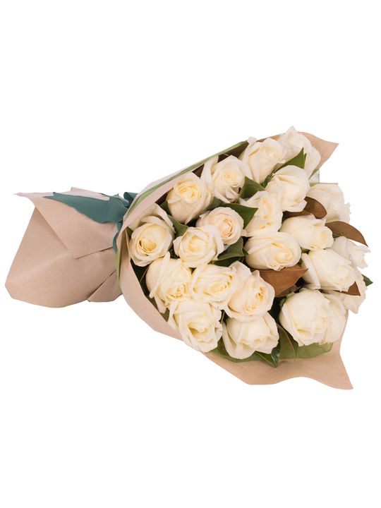 Long Stemmed Rose Bouquet White 24 Flowers