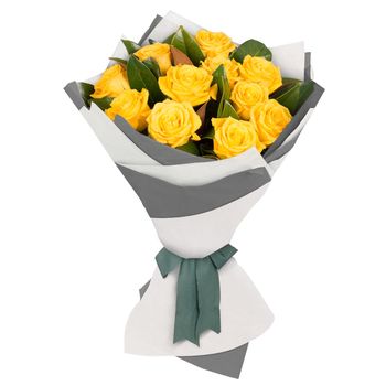 Long Stemmed Rose Bouquet Yellow 12 Flowers