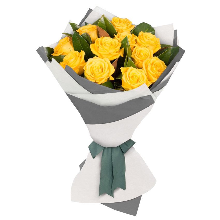 Long Stemmed Rose Bouquet Yellow 12