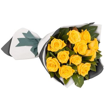 Long Stemmed Rose Bouquet Yellow 12 Flowers