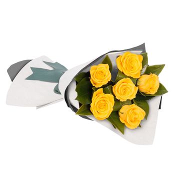 Long Stemmed Rose Bouquet Yellow 6 Flowers