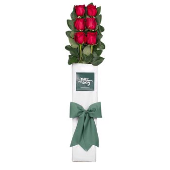 Long Stemmed Roses Gift Box Red 6 Flowers