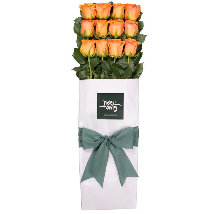 Long Stemmed Roses Gift Box Orange 12