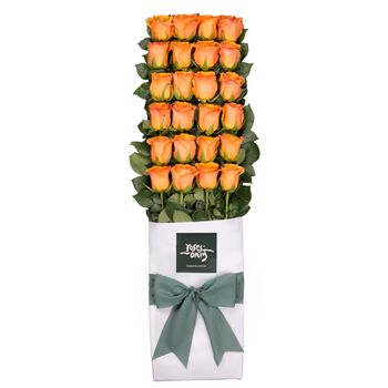 Long Stemmed Roses Gift Box Orange 24 Flowers