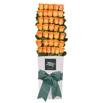 Long Stemmed Roses Gift Box Orange 36 Flowers