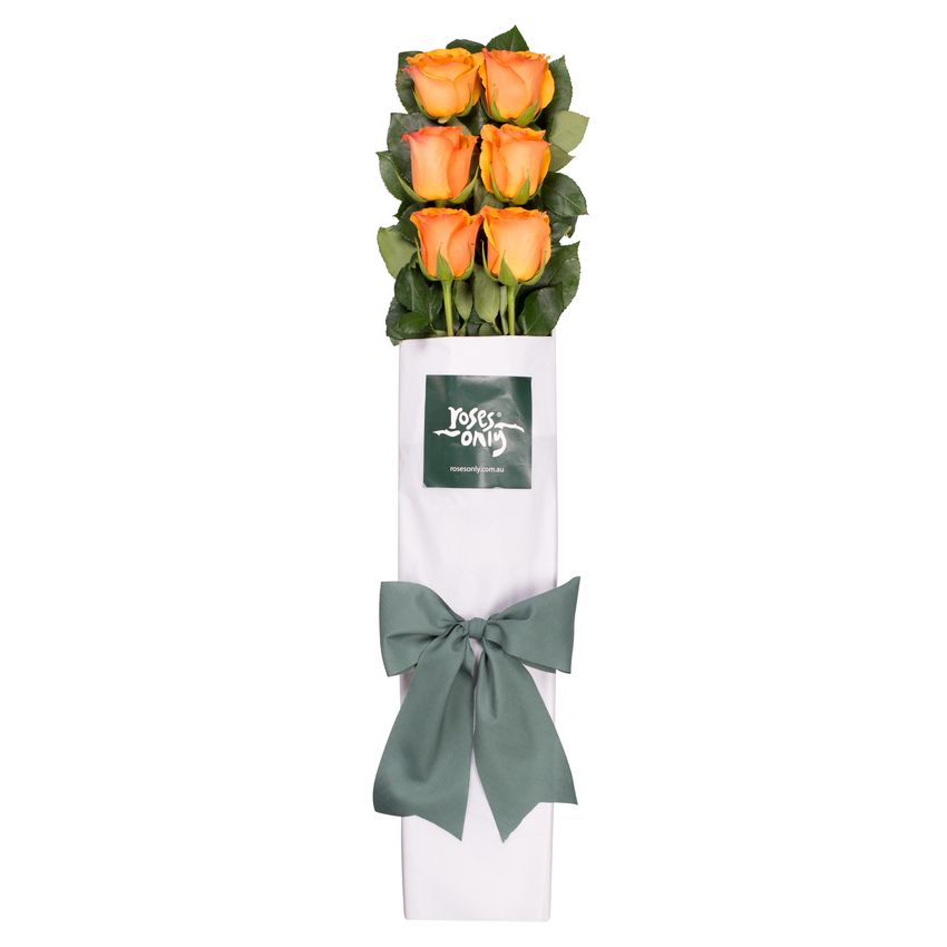 Long Stemmed Roses Gift Box Orange 6