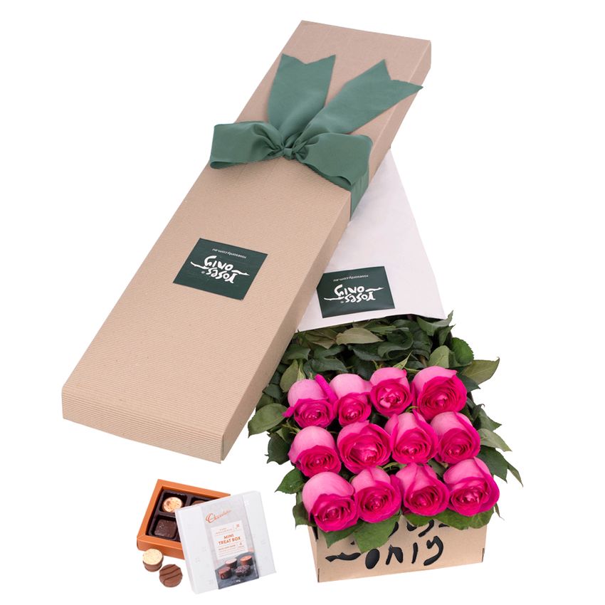 Long Stemmed Roses Gift Box Pink 12
